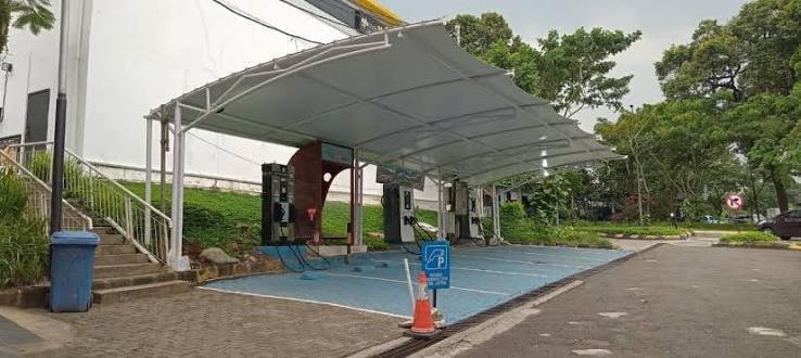 Kanopi Membran untuk Area EV Charger
